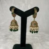 Siyarva Gold-Plated Kundan Pearl Jhumka Earrings with Maroon Beads – Traditional Ethnic Jewellery