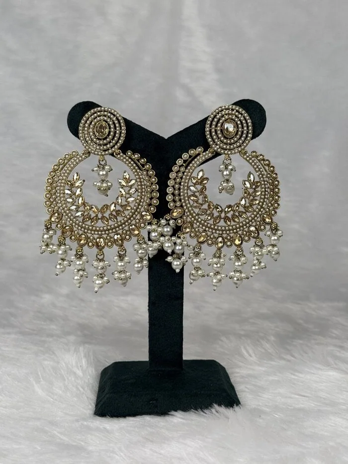 Siyarva Ivory Chandbali Earrings
