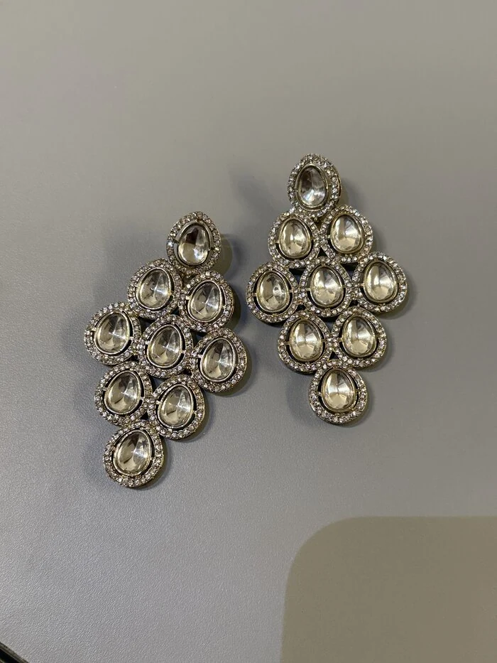 Siyarva Moon Glow Silver-Toned Earrings - Image 3