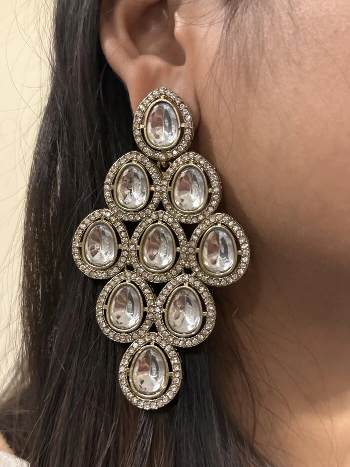 Siyarva Moon Glow Silver-Toned Earrings - Image 4